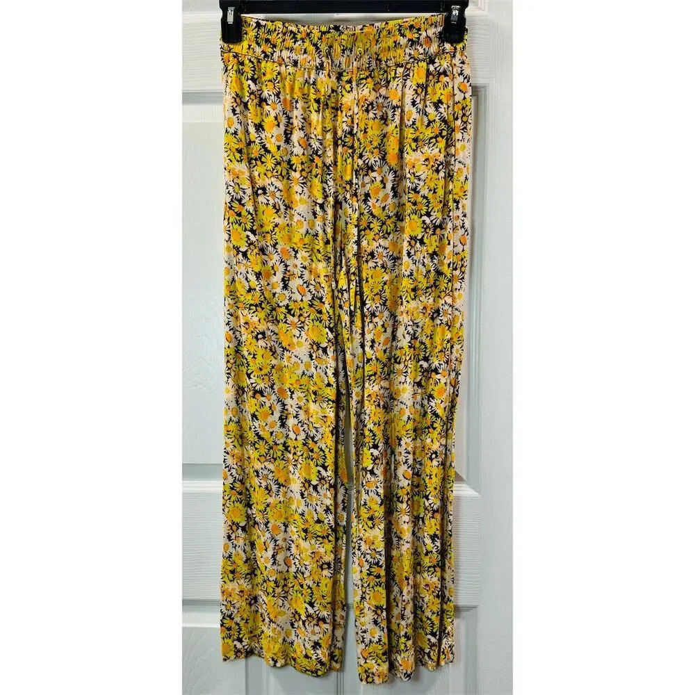 Urban Outfitters Womens Sunflower Wide Leg Pant Size Small Multicolor Floral y2K